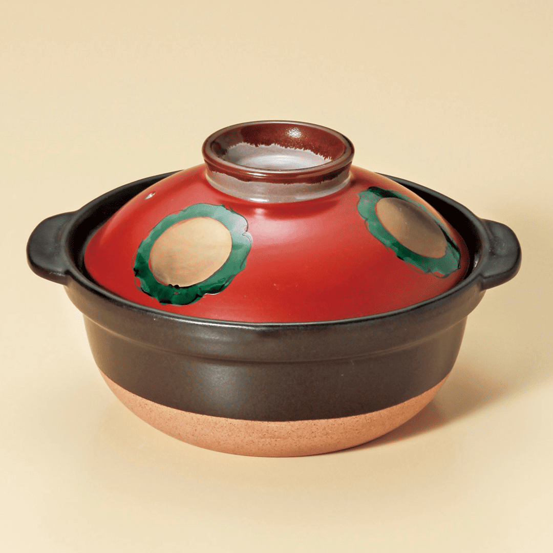 朱紅金紋5號深鍋(萬古燒)