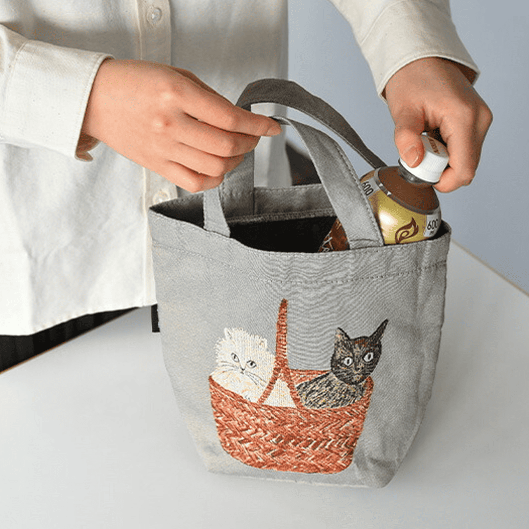 松尾美雪獨家設計刺繡貓咪手提袋