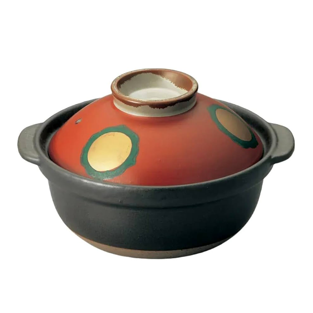 朱紅金紋5號深鍋(萬古燒)