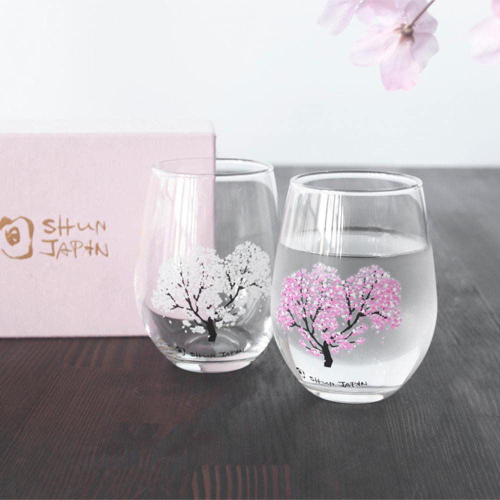 櫻花綻放冷感變色玻璃杯(2入組)