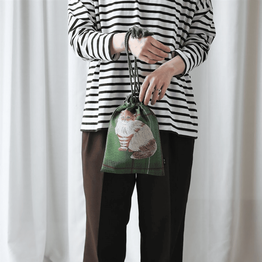 松尾美雪獨家設計貓咪束口袋