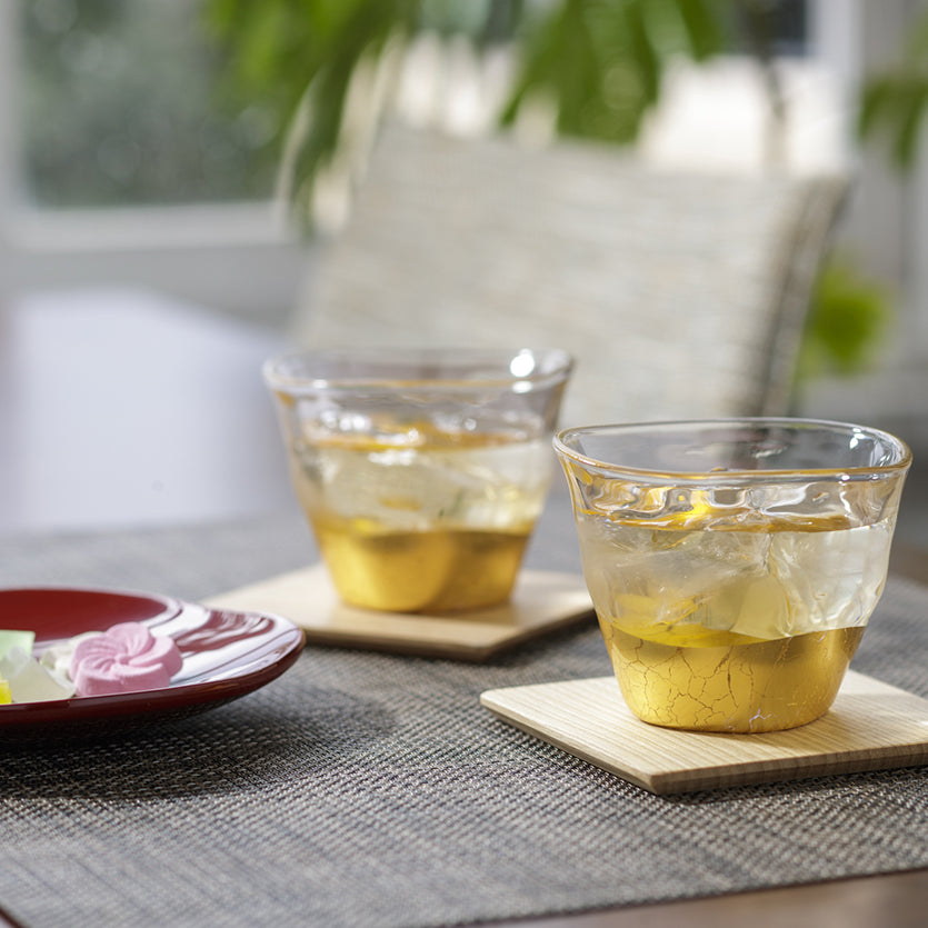金箔冷茶碗・杯墊組