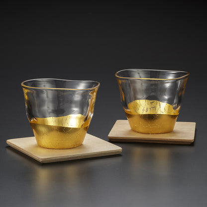 金箔冷茶碗・杯墊組